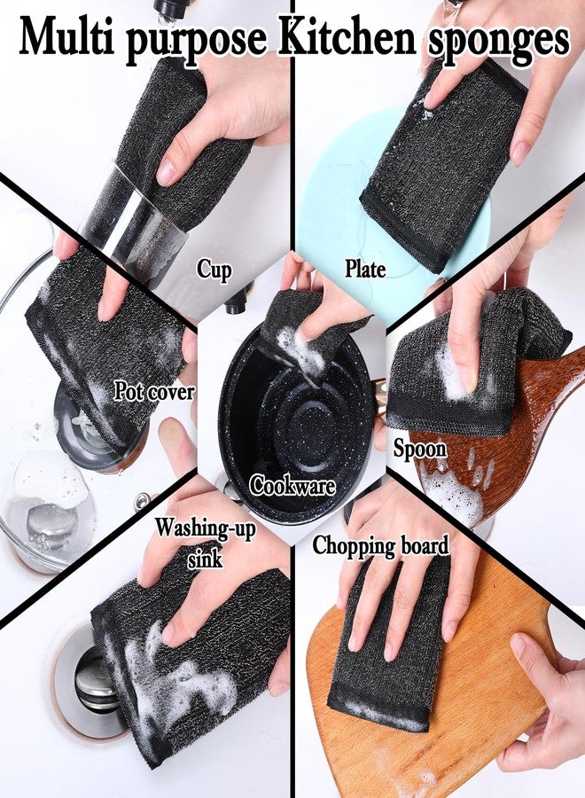 HaiFafafaing 6 Pcs Kitchen Sponges, Steel Wool Scrubbing Sponges, Non Scratch Scrubbers, Heavy Duty Reusable Multipurpose Cleaning Sponge for Washing Dishes, Pots, Pans, Household Cleaning - Image 5